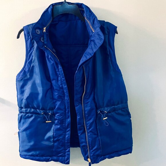 Liz Claiborne Women Blue Puff Vest Small Zippered Buttons - Picture 10 of 13